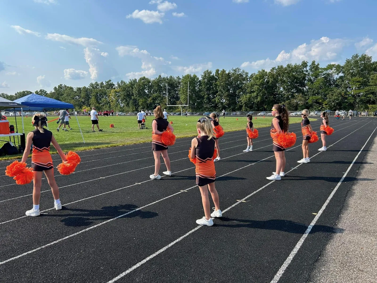 Jr Pacers cheerleaders at summer camp
